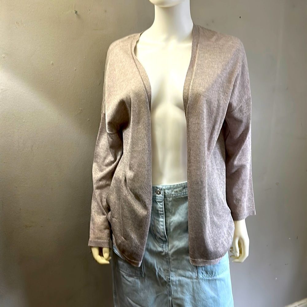 REISS Shear Metallic Open Front Cardigan